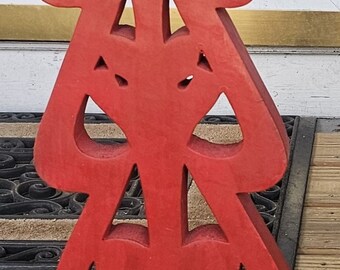 Vintage Wooden Tree Sculpture, Hand craft and Painted, Celtic Design