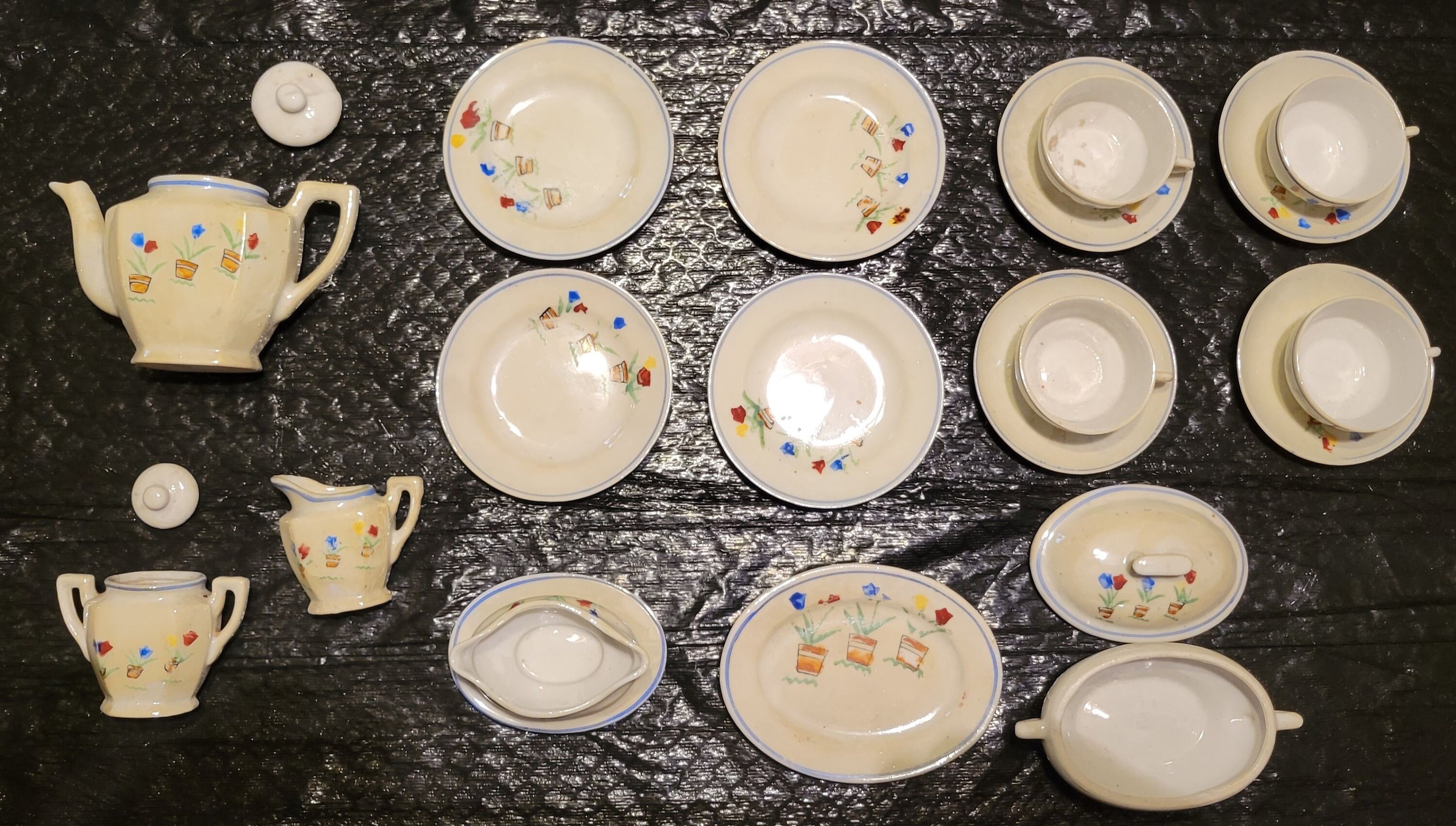 Vintage 21Piece Toy China Tea Set, Made in Japan, 1920s