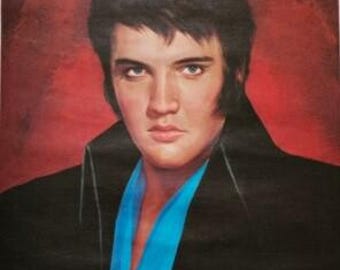 Vintage 1970s Elvis Presely Reproduction Portrait Signed by Lawrence Williams w/COA,  23" x 18.25" Canvas