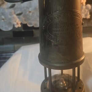 Vintage Brass British Coal Mining Safety Miners Lamp, Aberaman Colliery Lantern Oil Lamp, Wales UK
