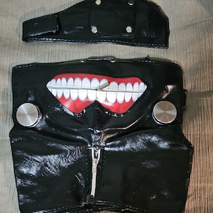 Cosplay Ghoul Mask Adjustable ZIPPER Enclosure, Eye Patch, Costume