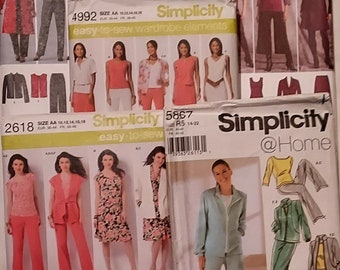 Vintage Simplicity Wardrobe, 2618, 3565, 4789, 5867 Misses & Sewing Patterns, Sizes 10-18, UNCUT