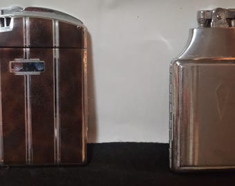 Vintage RONSON Cigarette Lighter Case Combo, Built-in Lighter, Art Deco, Tobacciana