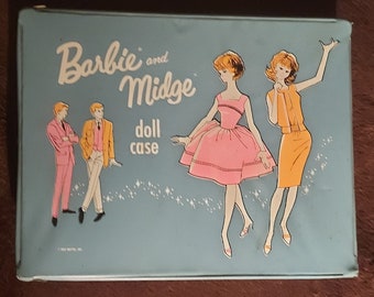 BARBIE, Barbie and Midge Doll Case, Travel Wardrobe, Outfits Accessories, 1963 Mattel