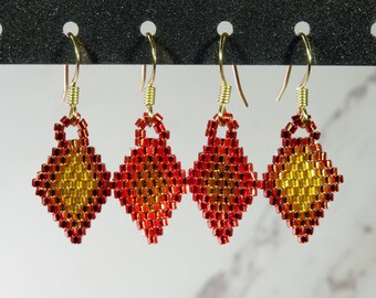 Mini Diamond Beaded Earrings - Autumn