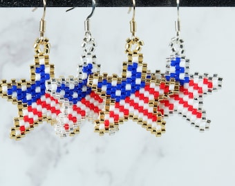 American Flag Star Earrings