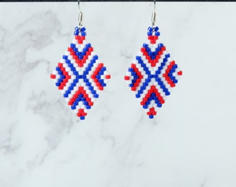 Red White & Blue Kaleidoscope Earrings