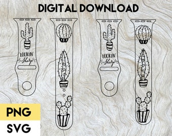 Lookin' Sharp Apple Watch Band Digital File SVG PNG Cricut Silhouette Glowforge Summer Cactus Cacti Plant