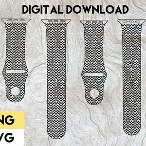 Geometric Square Pattern Apple Watch Band Digital File SVG PNG Cricut Silhouette Glowforge Texture Engrave