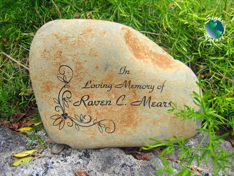 Memorial Garden Stone 7in9in Custom Hand Engraved Memory Etsy