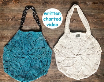 Modern crochet BAG pattern & Modern crochet CUSHION pattern written in English+charts+videos+photos, crochet pillow pattern instant download