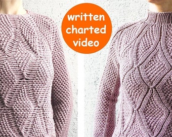 Reversible crochet sweater pattern written in English+charts+photos+video, sizes S-2XL, modern sweater crochet pattern, seamless crochet top