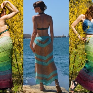 Maxi skirt crochet PATTERN written in English+chart+photo, 2 PDF PATTERNS for beach crochet skirt transformable to a strapless crochet dress