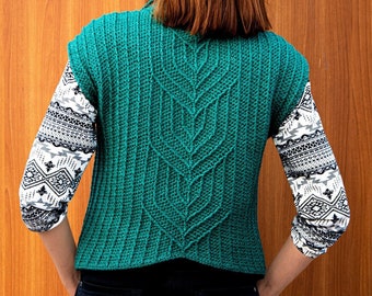 CROCHET PATTERN + VIDEO Modern crochet vest pattern ArtDECO, S-4XL textured casual vest crochet pattern written in English+chart+photo+video