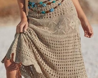 Crochet Skirt Pattern Written in English + Chart+ Video, Designer Skirt Modern Crochet Pattern (Sizes XS-2XL)