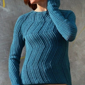 Crochet sweater PATTERN written in English +chart+photos, sizes Xs-2XL, DETOUR- seamless top down sweater crochet pattern modern crochet top