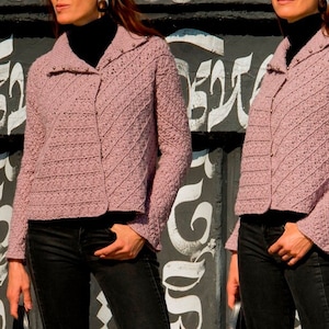 Textured Crochet Cardigan PATTERN written in English +chart+photos, Casual Sweater Pattern (Sizes M-2XL) Asymmetrical