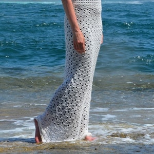Crochet PATTERN written in English+chart XS-XL, beach wedding crochet dress pattern, Seamless crochet maxi dress, Top down adjustable length