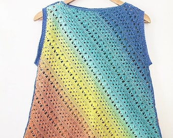 Top C2C crochet PATTERN written in English+chart sizes Xs-3XL, Corner to Corner crochet pattern, Granny Stitch crochet PDF pattern Trapezoid