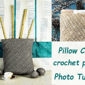 Pillow cover crochet PATTERN written in English chart photos, adjustable to any square or rectangle size Modern home décor crochet pattern image 2