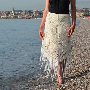Beach crochet skirt PATTERN written in Englishcharts, trendy skirt crochet PATTERN, pattern for crocheting high low skirt in sizes XS-3XL. image 1