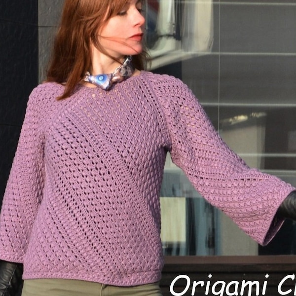 Modern crochet sweater PATTERN written in English+chart, sizes Xs-3XL, Asymmetrical sweater crochet pattern, casual crochet pullover pattern