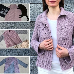 Crochet cardigan PATTERN written in English +chart +photos +video, asymmetrical sweater crochet pattern, sizes M-2XL, crochet jacket pattern