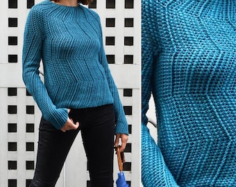 DETOUR modern crochet sweater PATTERN written in English+charts+ photo tutorial, sizes Xs-2XL, PDF seamless top down sweater crochet pattern