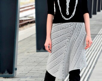 Modern skirt crochet PATTERN written in English+charts+photos sizes S-2XL only, asymmetrical skirt crochet Pdf pattern, casual crochet skirt