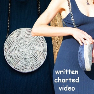 CROCHET PATTERN + VIDEO Crochet bag pattern written in English+chart+photo+video crochet cover bag pattern, modern crochet round bag pattern