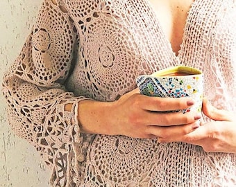 Crochet kaftan PATTERN written in English +charts, sizes S-5XL, crochet cardigan pattern, honeymoon crochet cover up pattern crochet sweater
