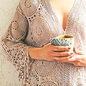 Crochet kaftan PATTERN written in English +charts, sizes S-5XL, crochet cardigan pattern, honeymoon crochet cover up pattern crochet sweater