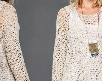 Download from Conceptcreative.store/shop/ATM if Pdf is sold out. Crochet Sweater Pattern written in English + Chart + Video, Size fits S-XL