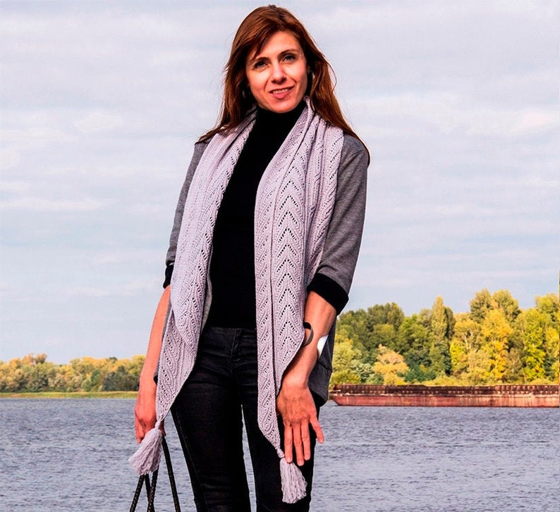 Unisex knit wrap PATTERN knit TUTORIAL in English asymmetric image 0