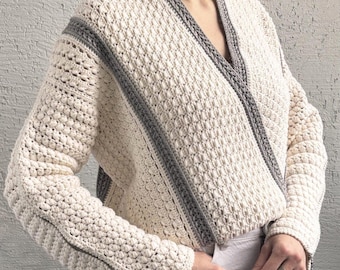 Oversized warm crochet Cardigan Pattern written in English +video +chart+photo XS-5XL Modern sweater crochet pattern & crochet scarf pattern