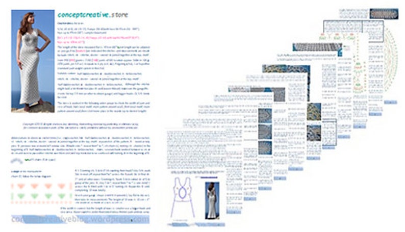 Beach wedding crochet dress PATTERN written in Englishchart for each part, sizes S-L ONLY, Pdf download crochet beach wedding dress pattern image 8