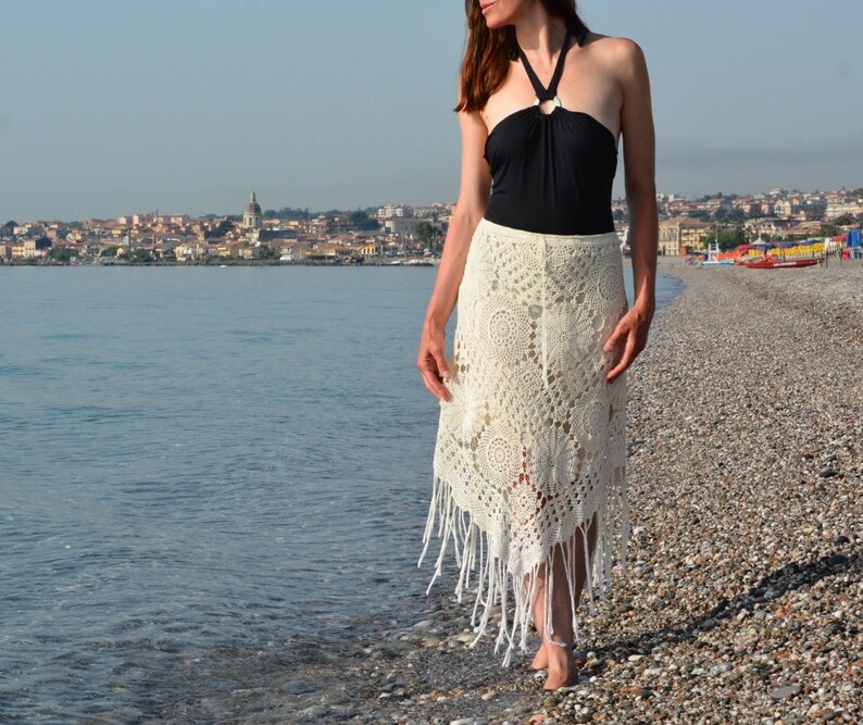 Beach crochet skirt PATTERN written in Englishcharts, trendy skirt crochet PATTERN, pattern for crocheting high low skirt in sizes XS-3XL. image 1