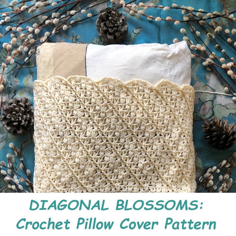 Pillow cover crochet PATTERN written in English chart photos, adjustable to any square or rectangle size Modern home décor crochet pattern image 1