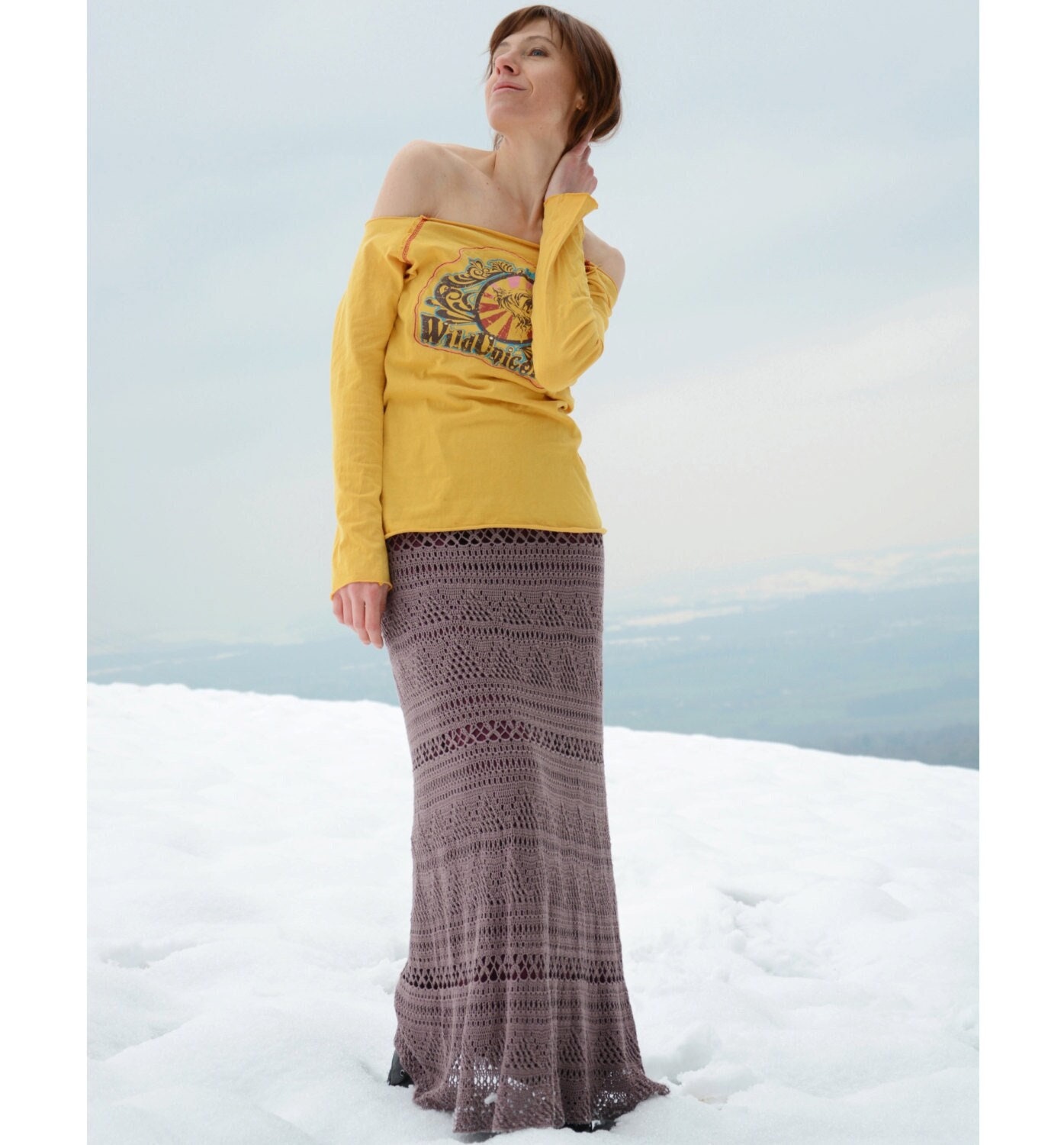 スカート Olive Crochet Skirt leinwande Olive Military Green Crochet Patchwork Hippie Skirt | Green