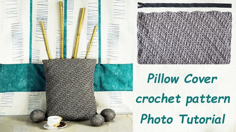 Pillow cover crochet PATTERN written in English chart photos, adjustable to any square or rectangle size Modern home décor crochet pattern image 8