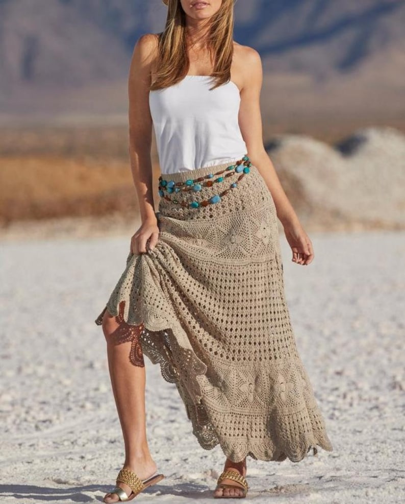 Maxi crochet skirt PATTERN written in EnglishChartVideo for sizes Xs-2XL, designer crochet skirt pattern PDF modern crochet skirt pattern. image 3