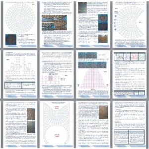 May include: A collection of printed pages, likely from a book or document, arranged in a grid. The pages feature text, diagrams, and illustrations, with a focus on scientific or technical content. The overall color scheme is primarily white and blue.