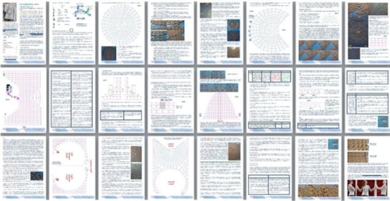 May include: A collection of printed pages, likely from a book or document, arranged in a grid. The pages feature text, diagrams, and illustrations, with a focus on scientific or technical content. The overall color scheme is primarily white and blue.