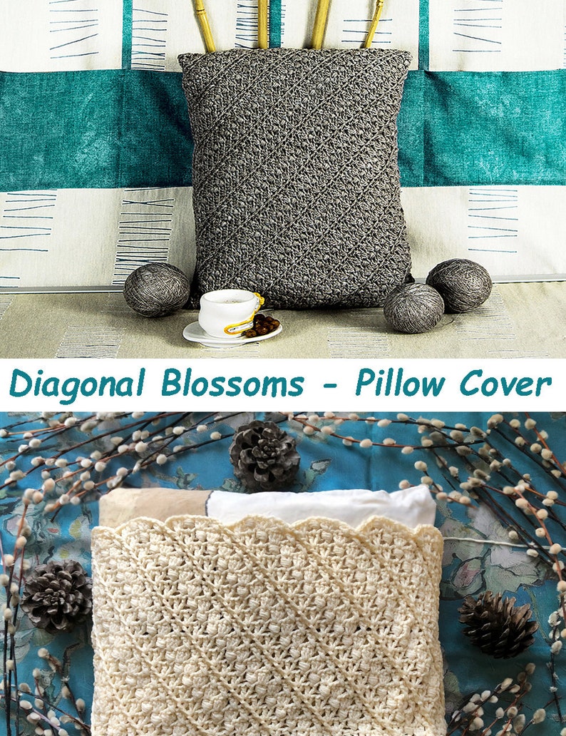 Pillow cover crochet PATTERN written in English chart photos, adjustable to any square or rectangle size Modern home décor crochet pattern image 10