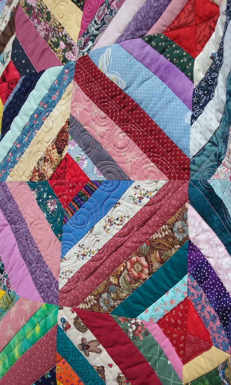 Quilt of String Pieced Blocks in X and O Pattern Etsy