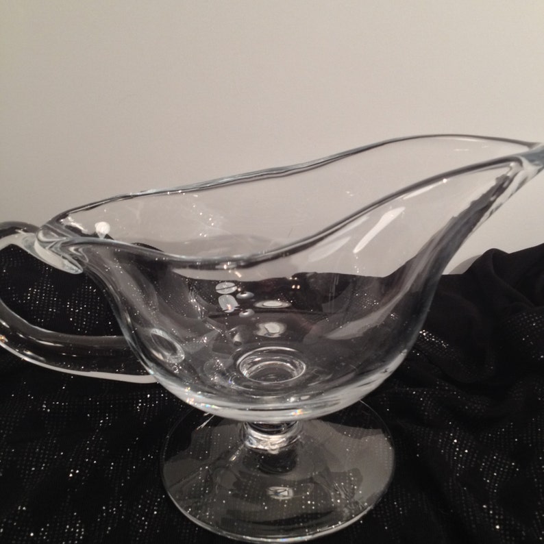 Clear Glass Heavy Gravy Boat With Classic Lines Beautiful Etsy