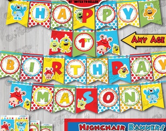 Printable Monster Party Banner-Monster Birthday PartyBanner-Monster First Birthday-1st Birthday party-DIY Monster Party Decoration