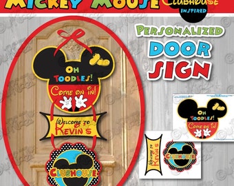 Printable Mickey Mouse Clubhouse birthday Door Sign-Mickey Mouse birthday Welcome sign-Mickey Mouse Party-First birthday-Mickey Club House