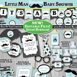 Editable Little Man Baby Shower Package-instant-printable | Etsy
