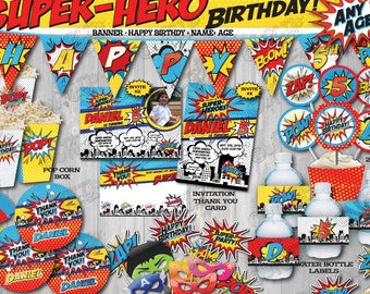 Printable SUPERHERO Birthday Party Package-SUPERHERO Party Decorations-Superhero Party-Super Hero Party-Superhero Mask-SuperHero